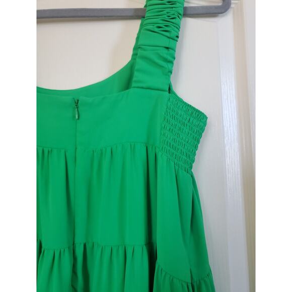Amanda Uprichard Nicolia Grass Green Sleeveless Tiered Ruffle Mini Dress, Small - Picture 12 of 13